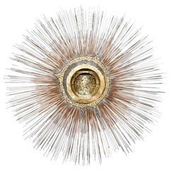 Large Vintage Bronze Sunburst Wall Sculpture by Artist Frederick Prescott