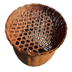 Large Vintage Brown Woven Wicker Urn or Vase