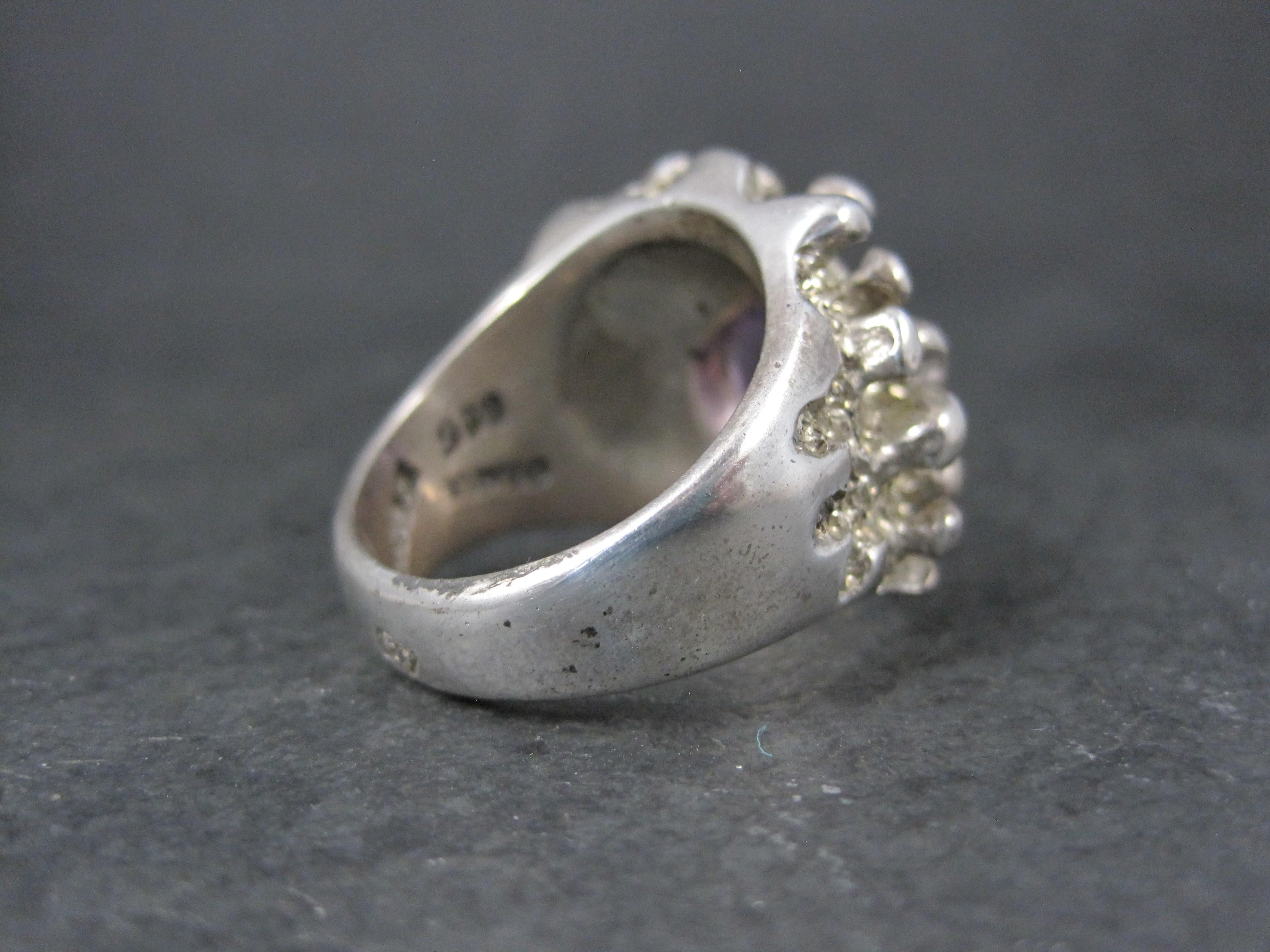Grande bague vintage brutaliste taille 11 argent sterling mexicain Excellent état - En vente à Webster, SD