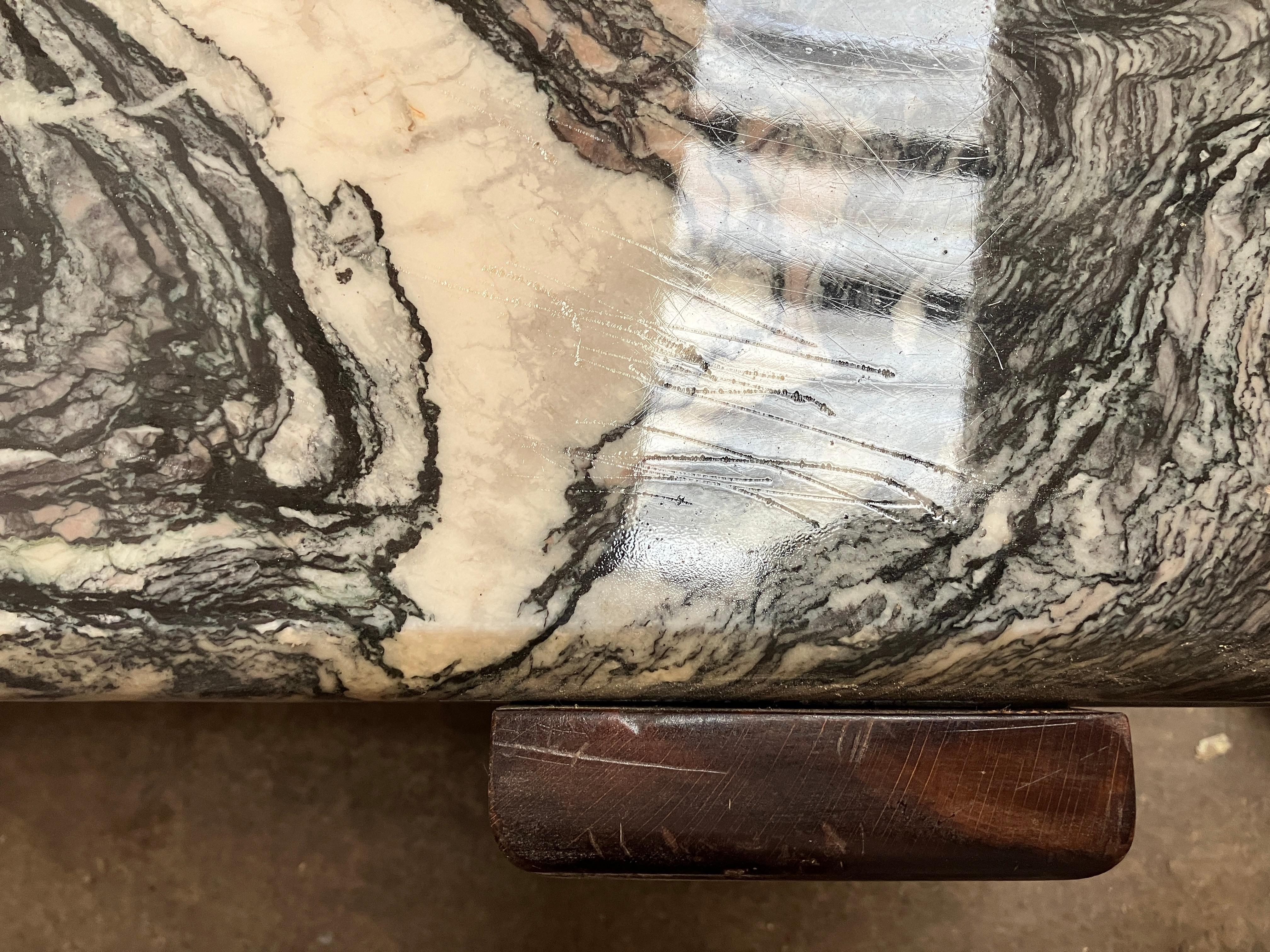 Large vintage Brutalist marble coffee table made in the 70s For Sale 6