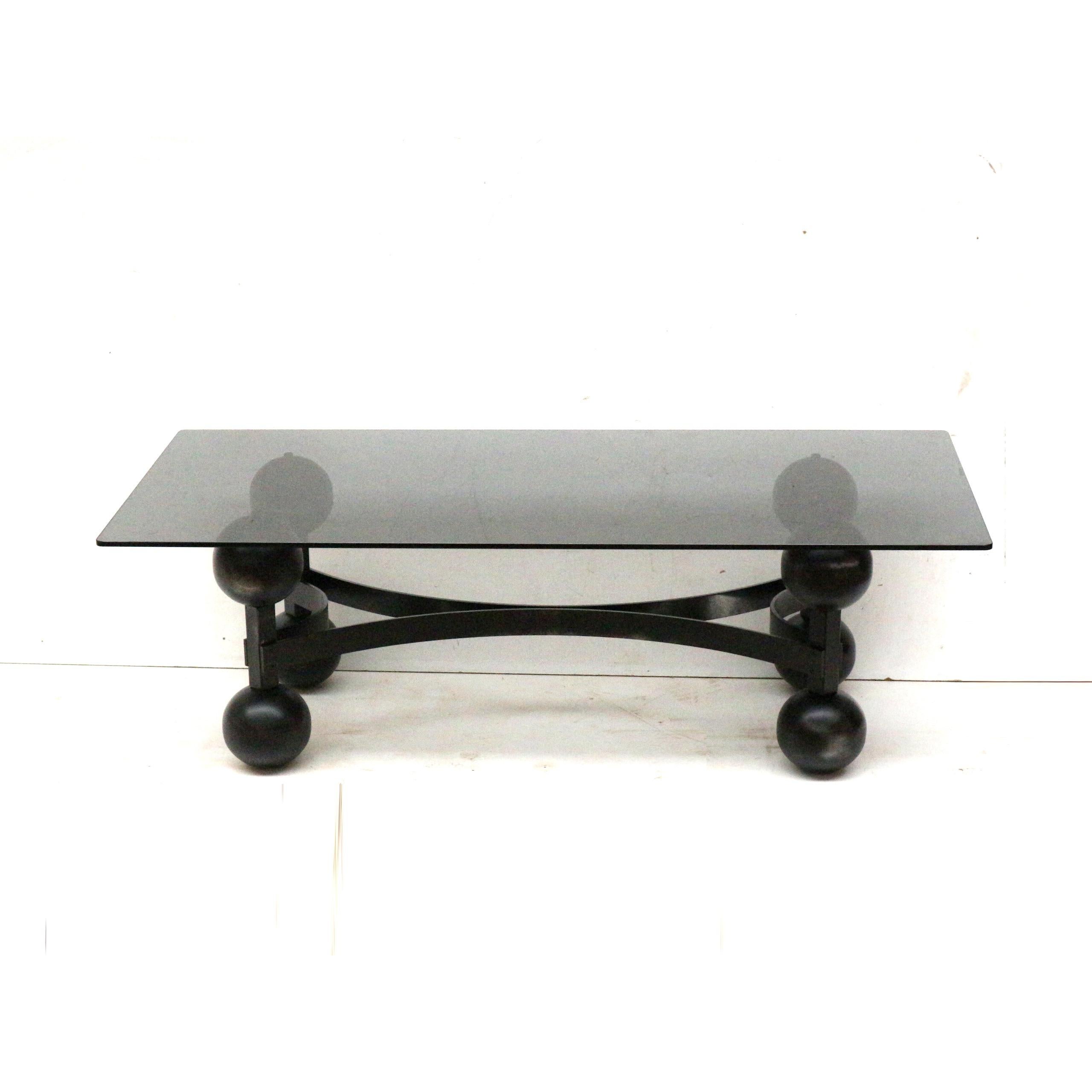 Fin du 20e siècle Grande table basse brutaliste de l'ère spatiale avec plateau en verre fabriqué dans les années 70 en vente
