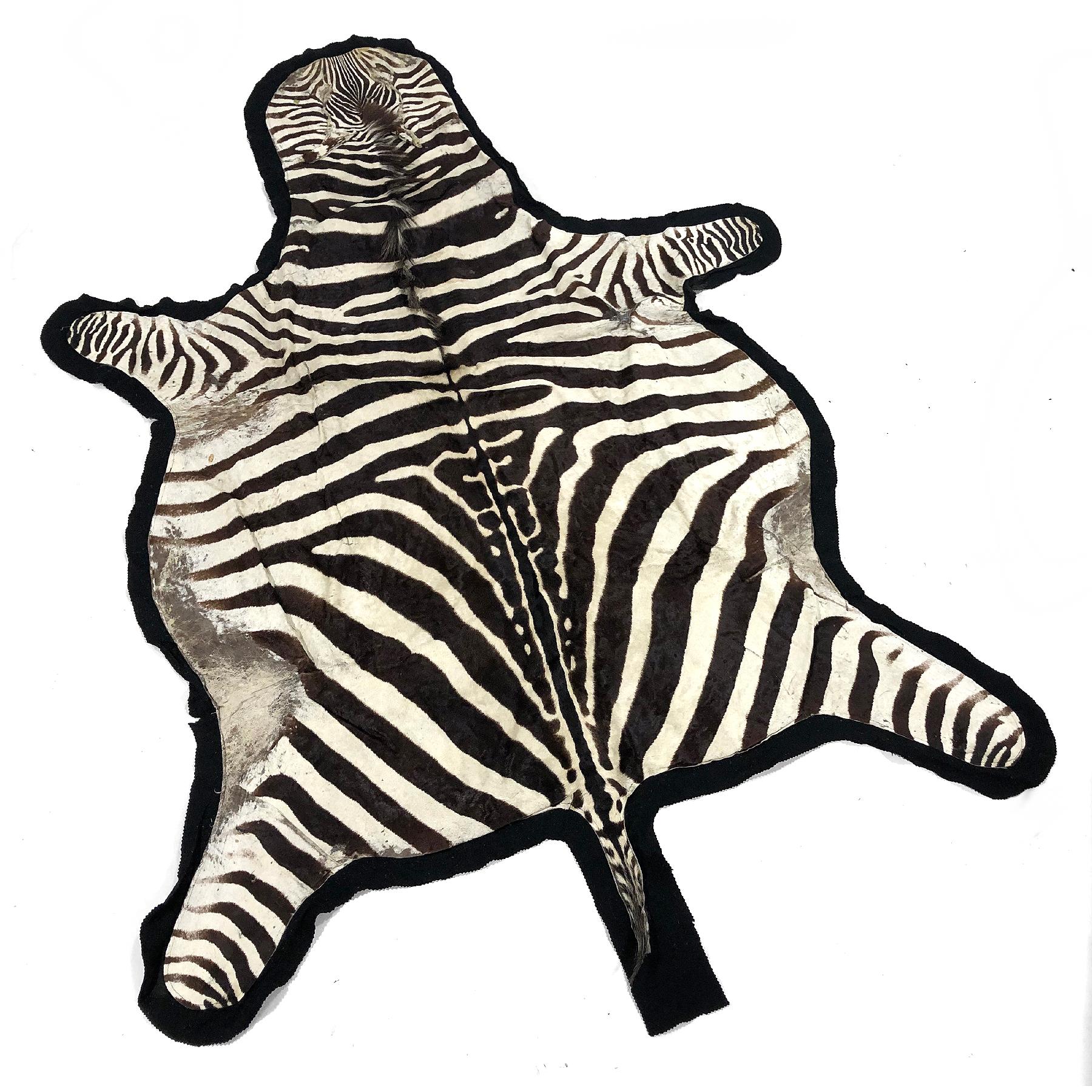 Felt Large Vintage Burchell Zebra Hide Rug