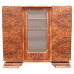 Large vintage burl walnut Art Deco cabinet made in the 1930s