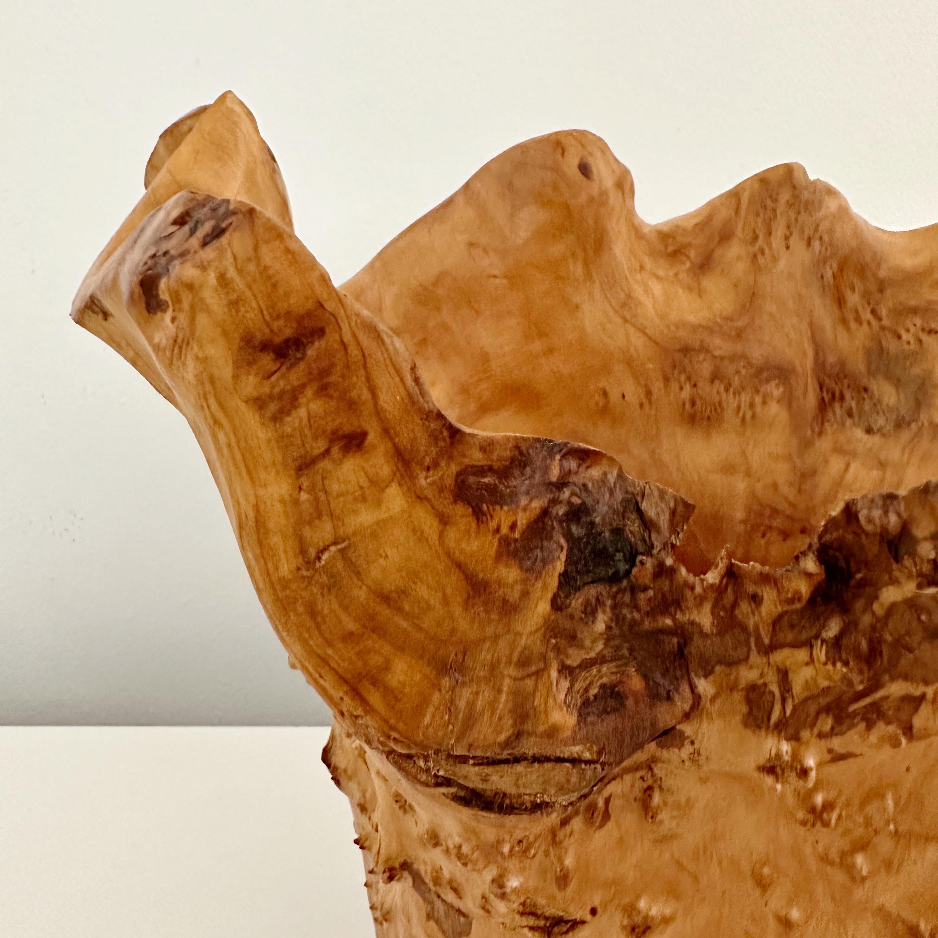 Late 20th Century Large Vintage Burl Wood Centerpiece Bowl Signed