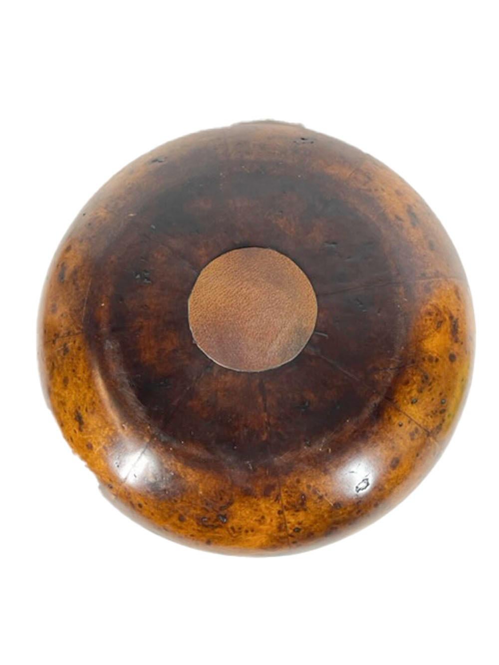 Large Vintage Burled Wood Covered Bowl or Box of Compressed Ball Form In Good Condition For Sale In Nantucket, MA
