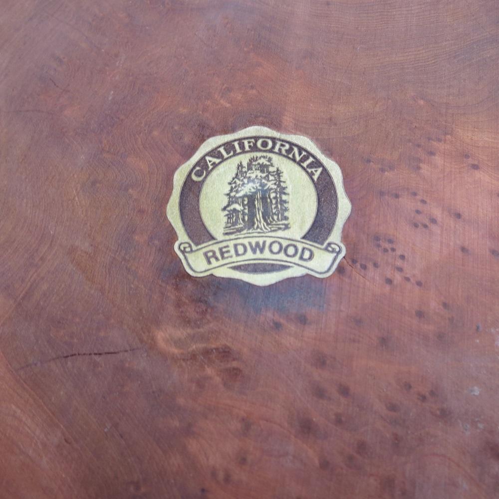 Gran cuenco decorativo vintage de madera de secoya californiana en venta 2