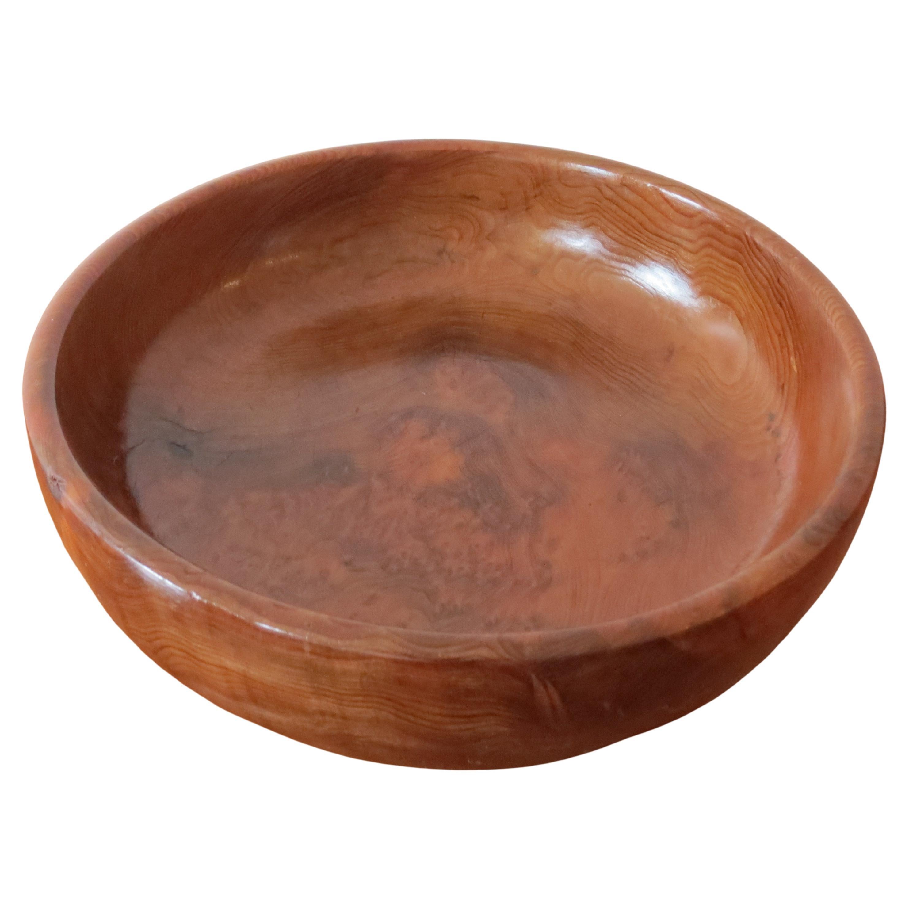 Large Vintage Californian Redwood Wooden Decorative Bowl