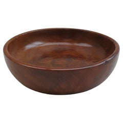 Grande ciotola decorativa in legno californiano vintage in legno rosso