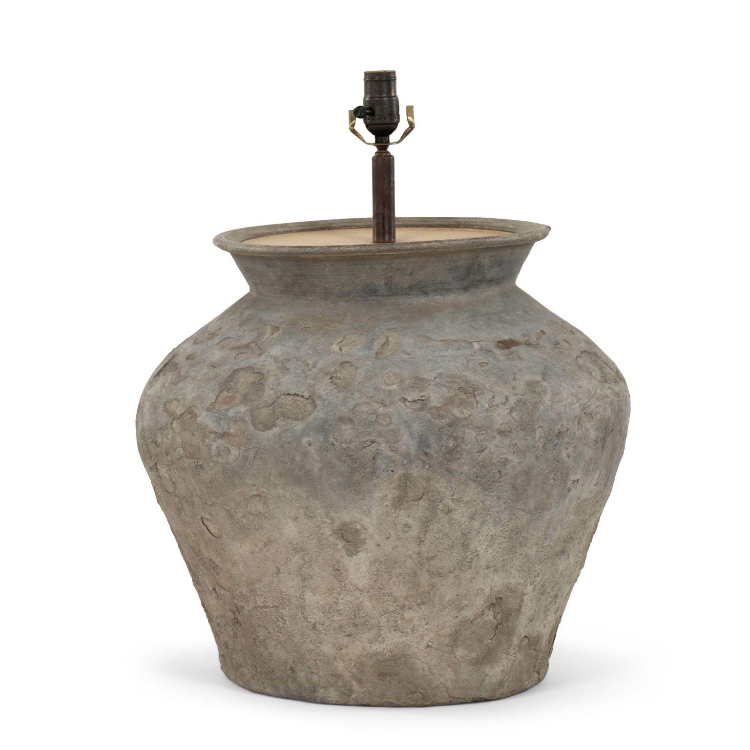 Cast Large Vintage Cambodian Water Jar Lamp
