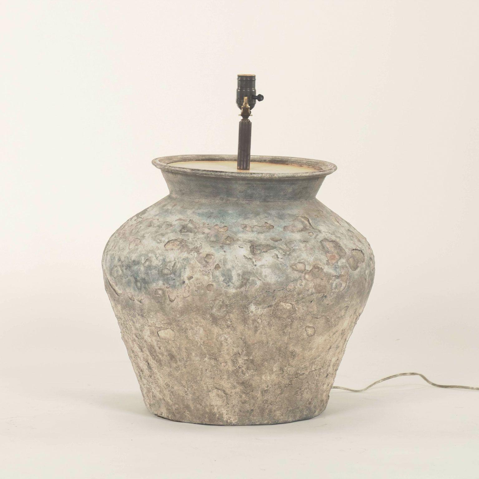 Large Vintage Cambodian Water Jar Lamp In Good Condition In Houston, TX