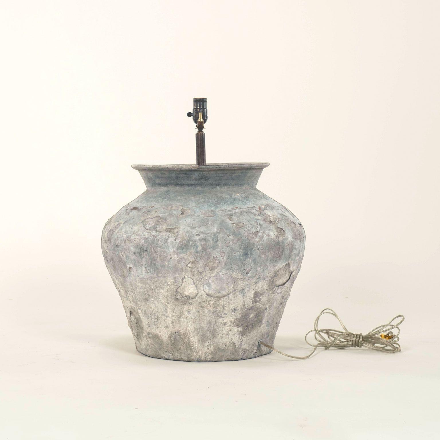 Metal Large Vintage Cambodian Water Jar Lamp