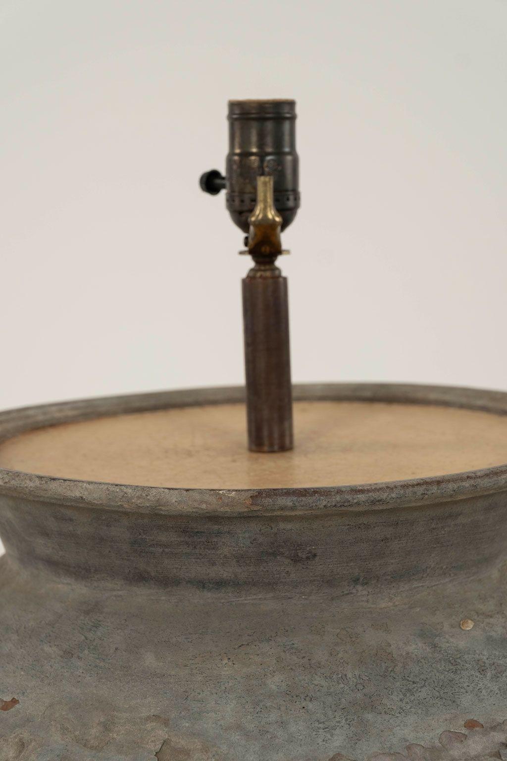 Large Vintage Cambodian Water Jar Lamp 1
