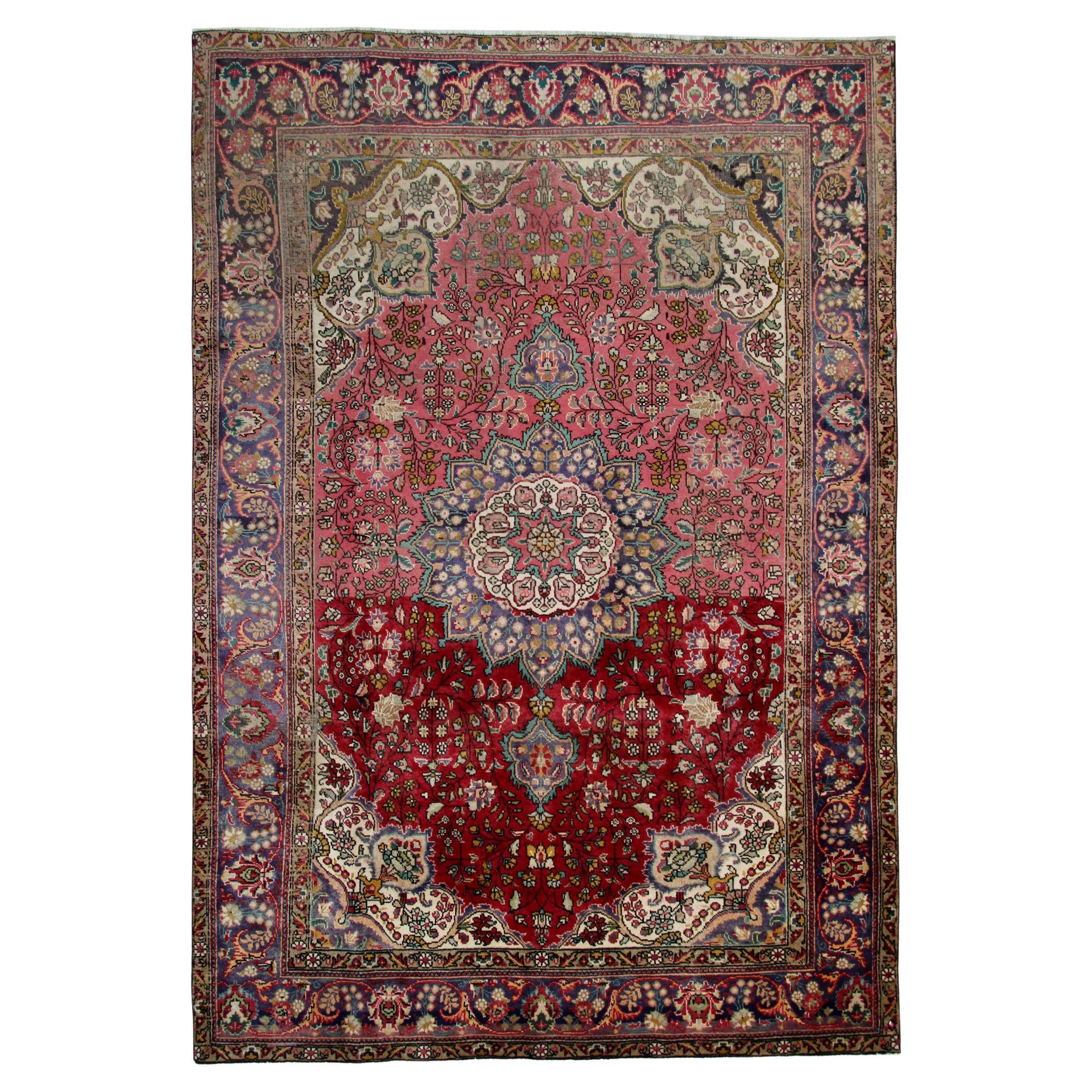 Large Vintage Carpet Red Rug Handmade Oriental Livingroom Carpet For Sale