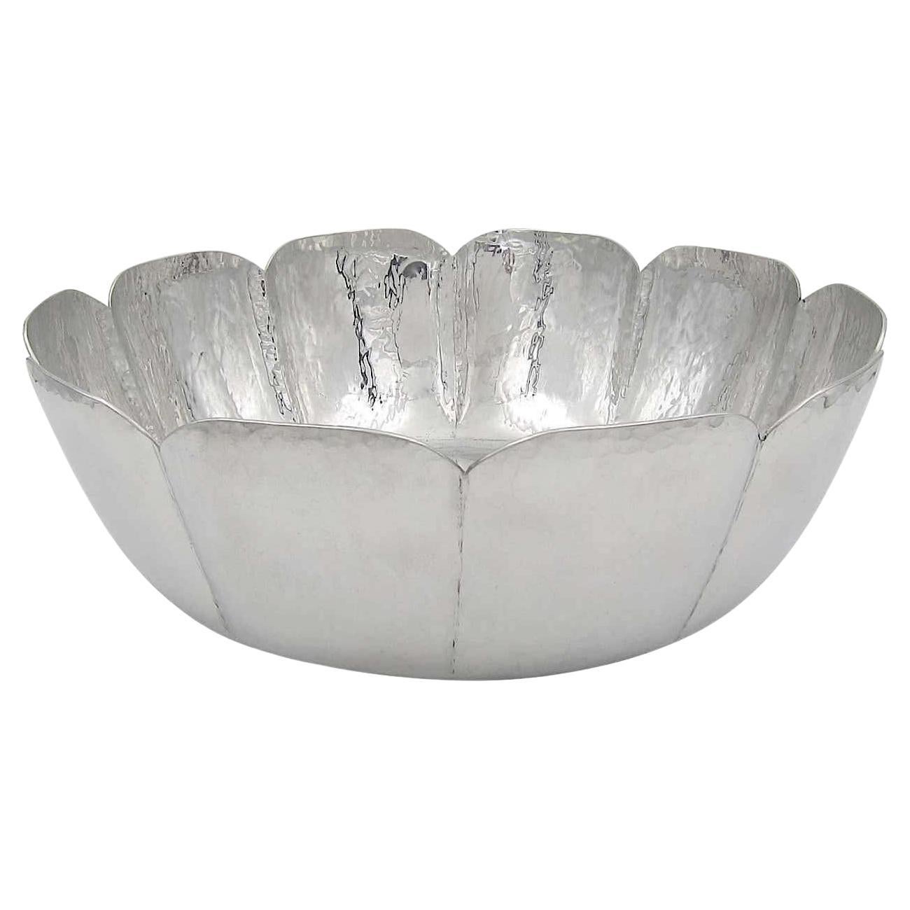 Large Cartier Bowl in Hammered and Highly Polished Pewter
