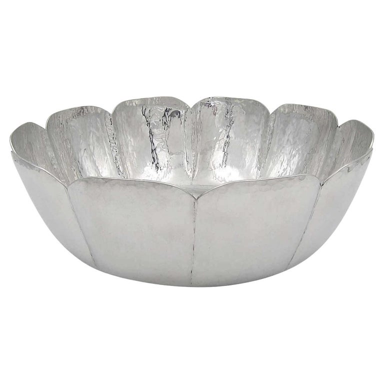 Large Cartier Bowl in Hammered and Highly Polished Pewter