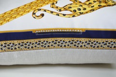 Large Vintage Cartier Jewelry Blue Sapphire French Gold Silk Scarf Pillow