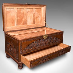 Large Vintage Carved Chest, Chinese, Camphorwood, Linen Trunk, Oriental Taste
