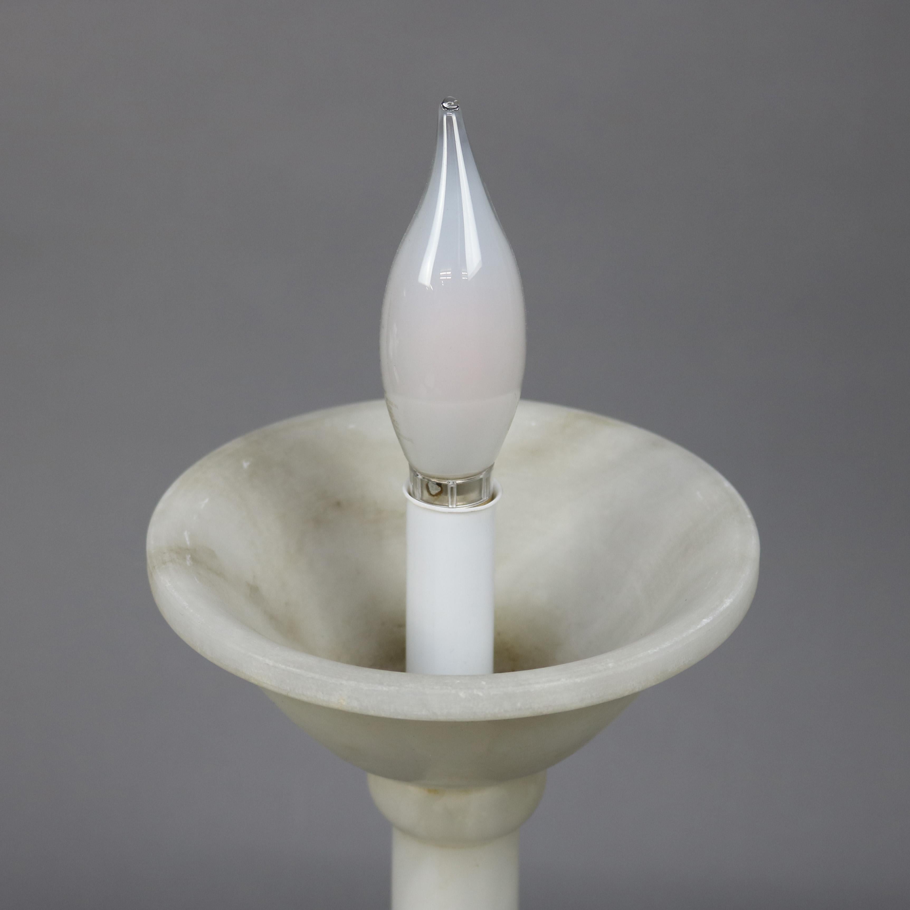 Large Carved Italian Marble and Alabaster Figural Cockatoo Lamp, circa 1930 10