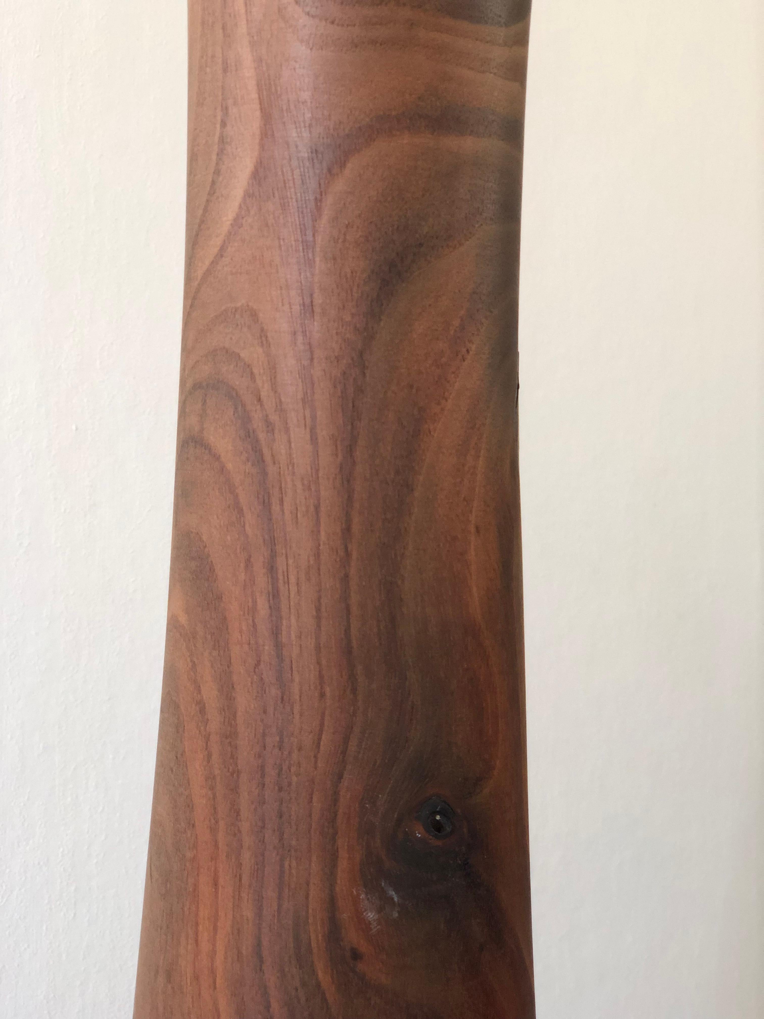 Large Vintage Carved Tree Trunk Floor Lamp with Linen Shade 1972 5