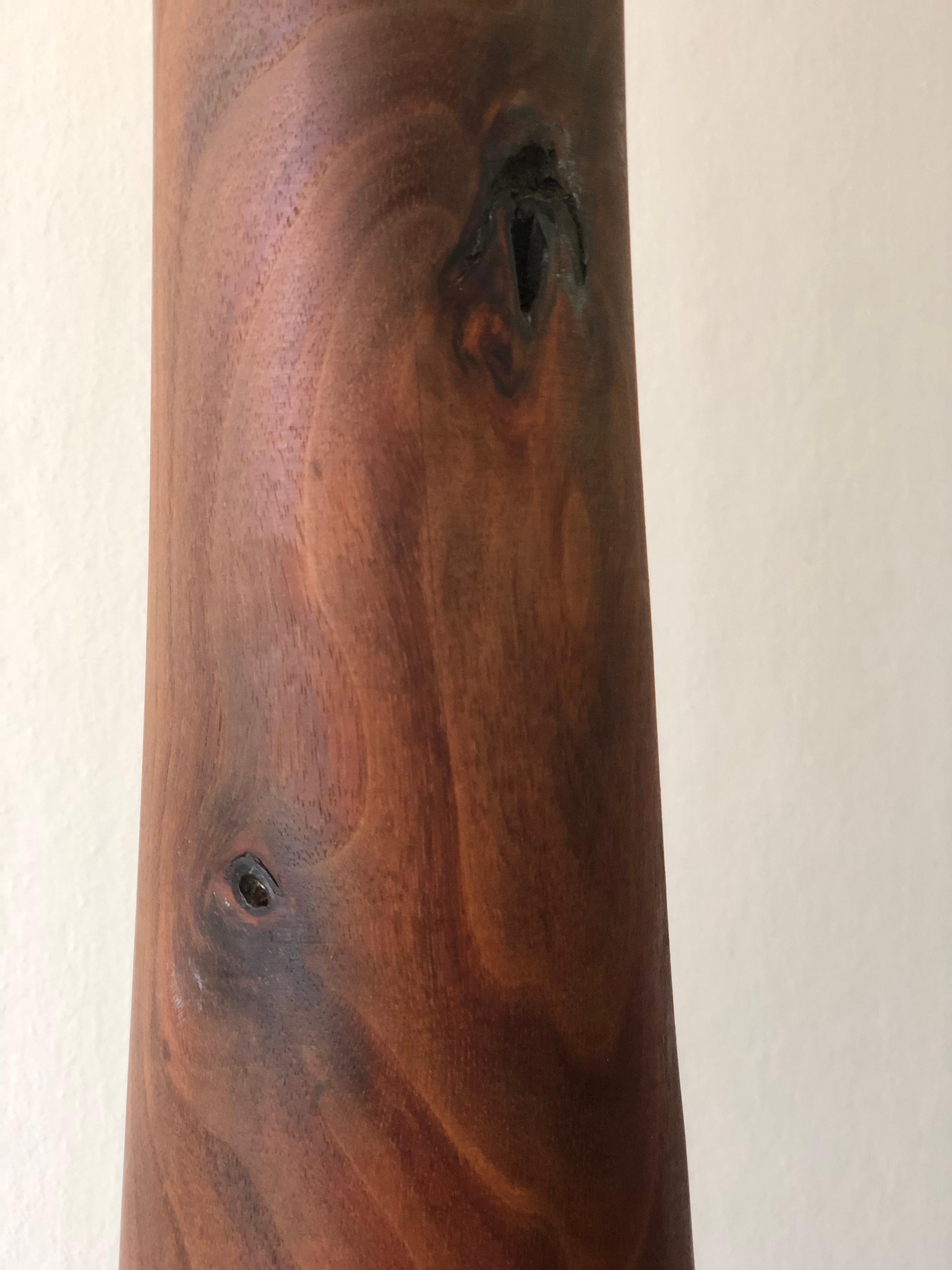 Hand-Carved Large Vintage Carved Tree Trunk Floor Lamp with Linen Shade 1972