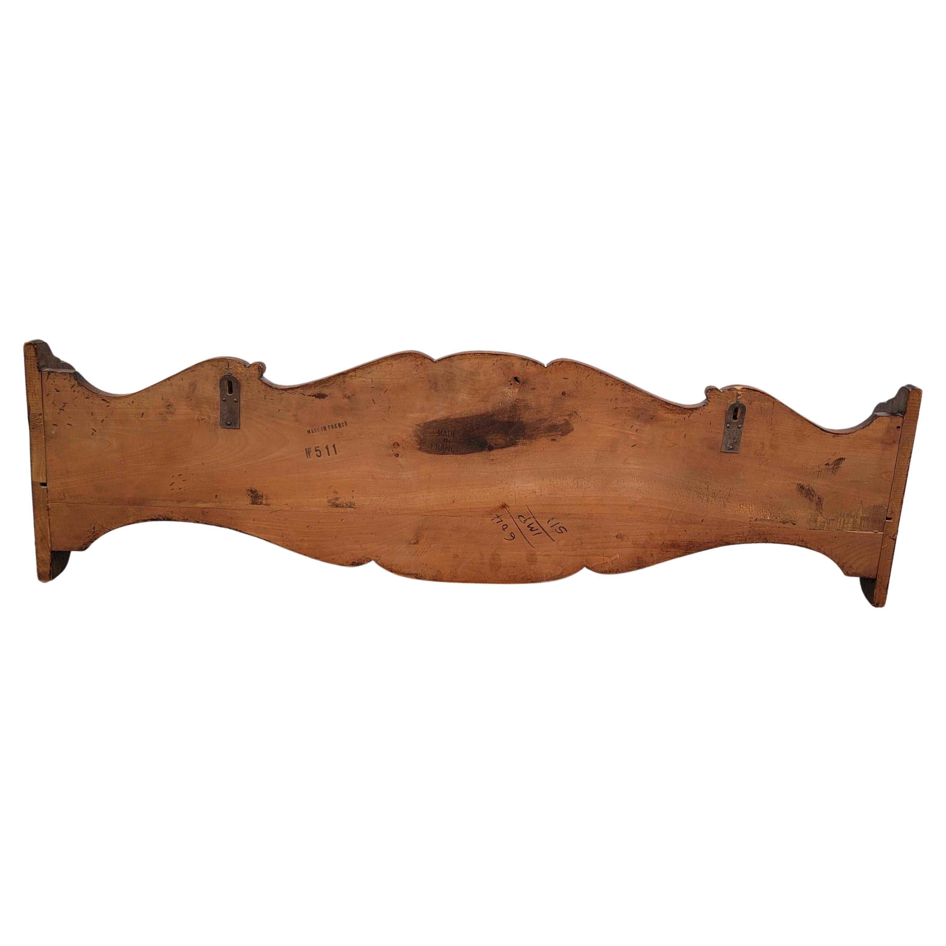 Hand-Carved Large Vintage Carved Walnut French Wall Shelf For Sale