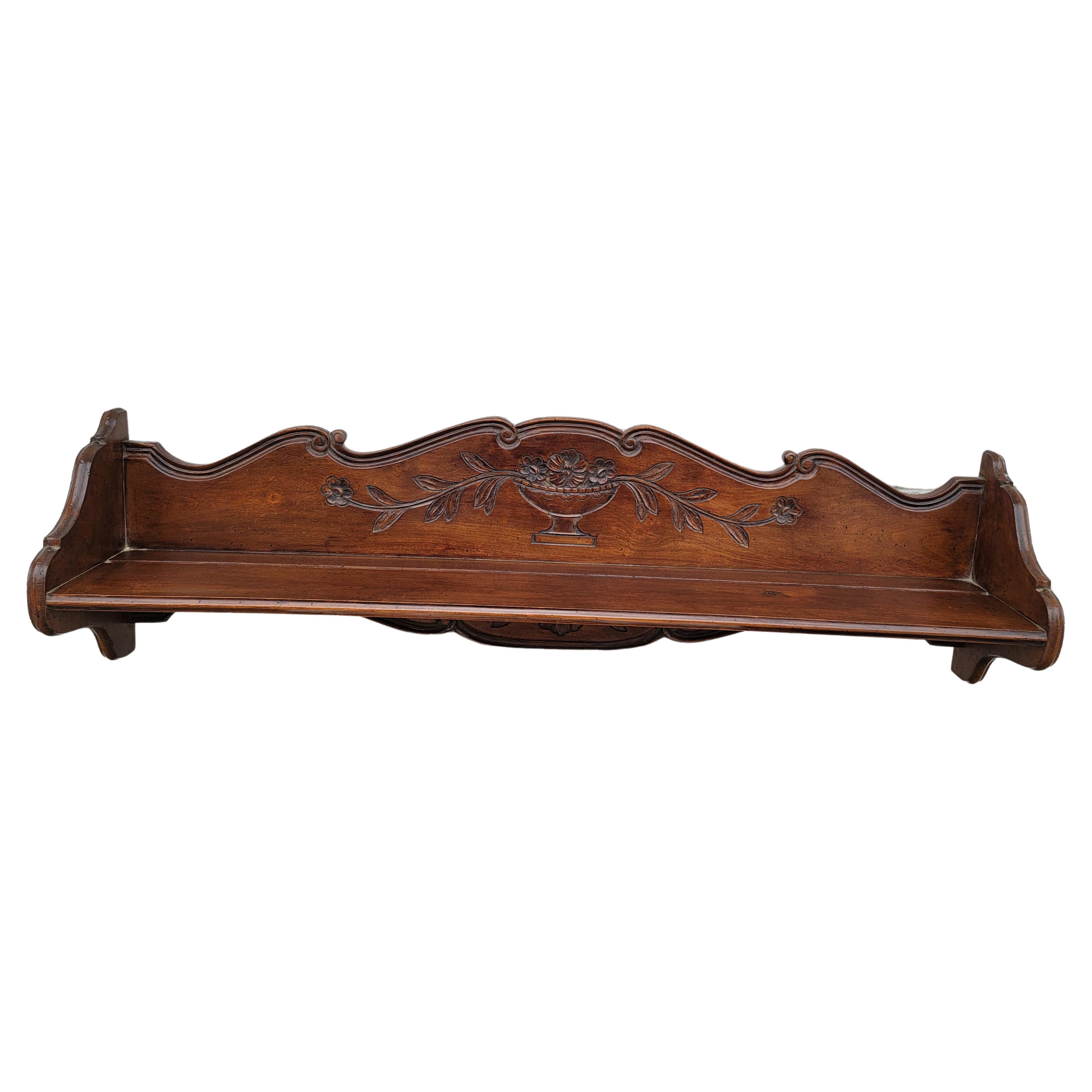 Large Vintage Carved Walnut French Wall Shelf In Good Condition For Sale In Germantown, MD