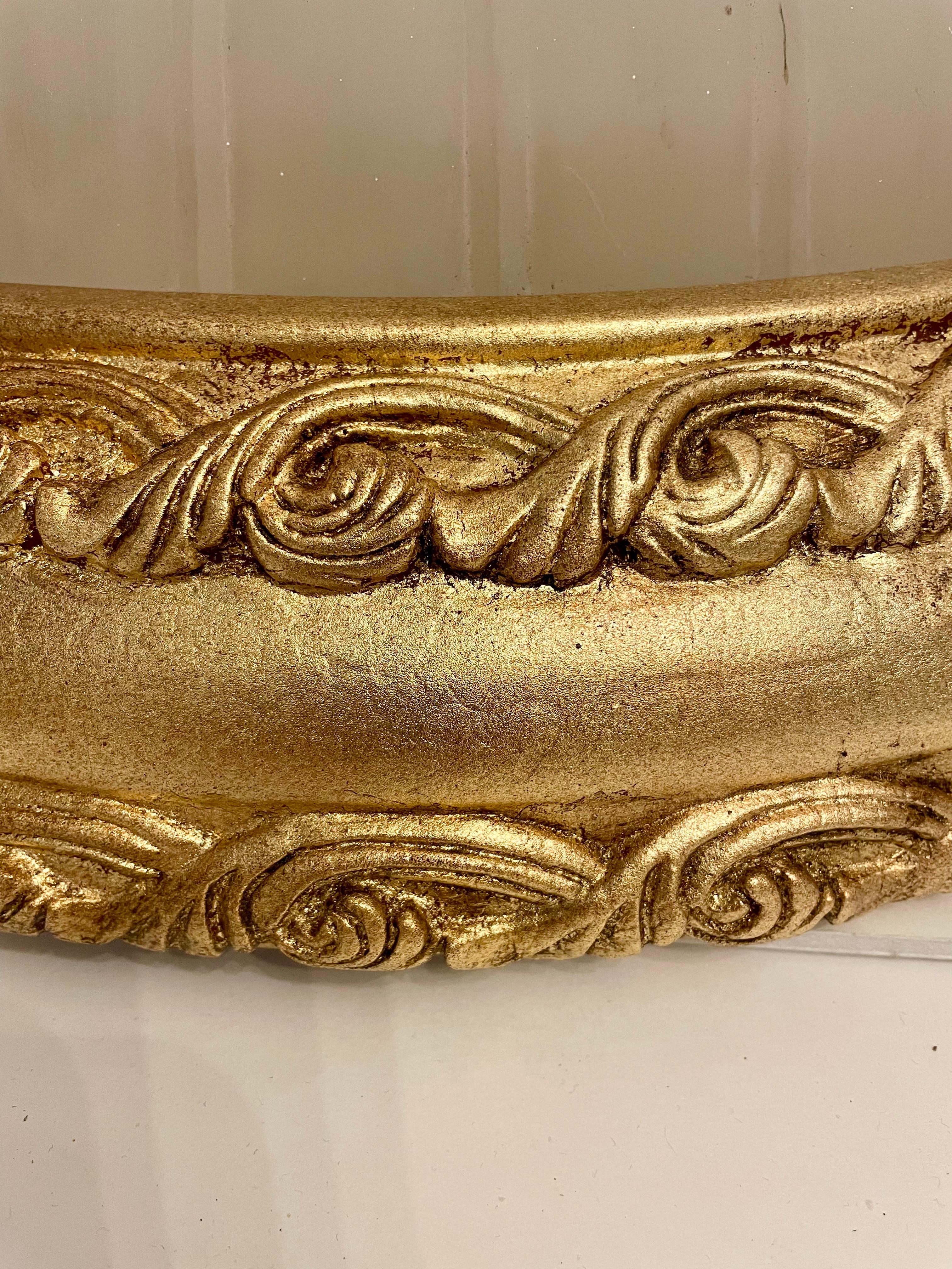 Large Vintage Cast Gilt Finish Flush Mount Chandelier For Sale 3