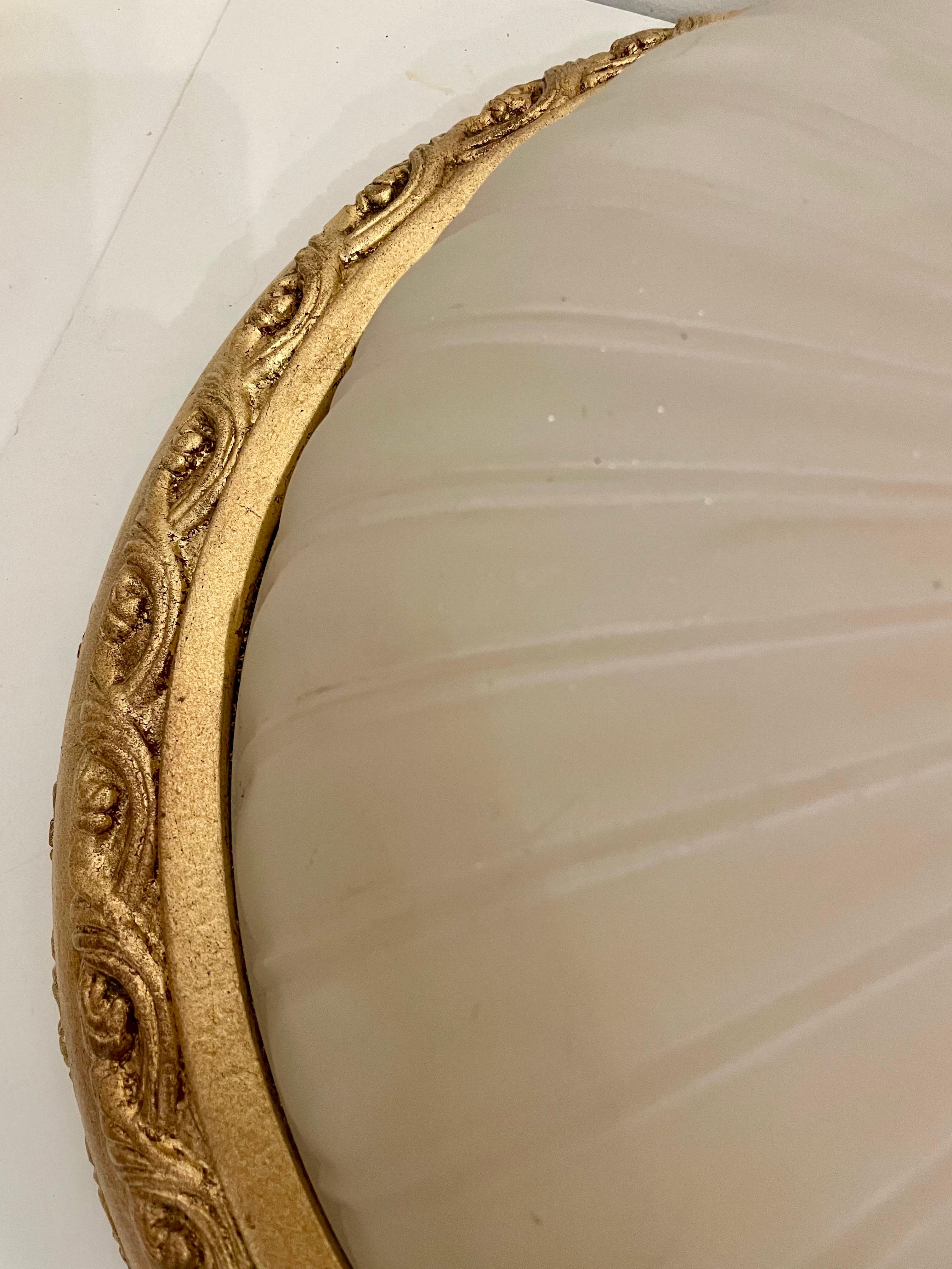 Large Vintage Cast Gilt Finish Flush Mount Chandelier For Sale 5