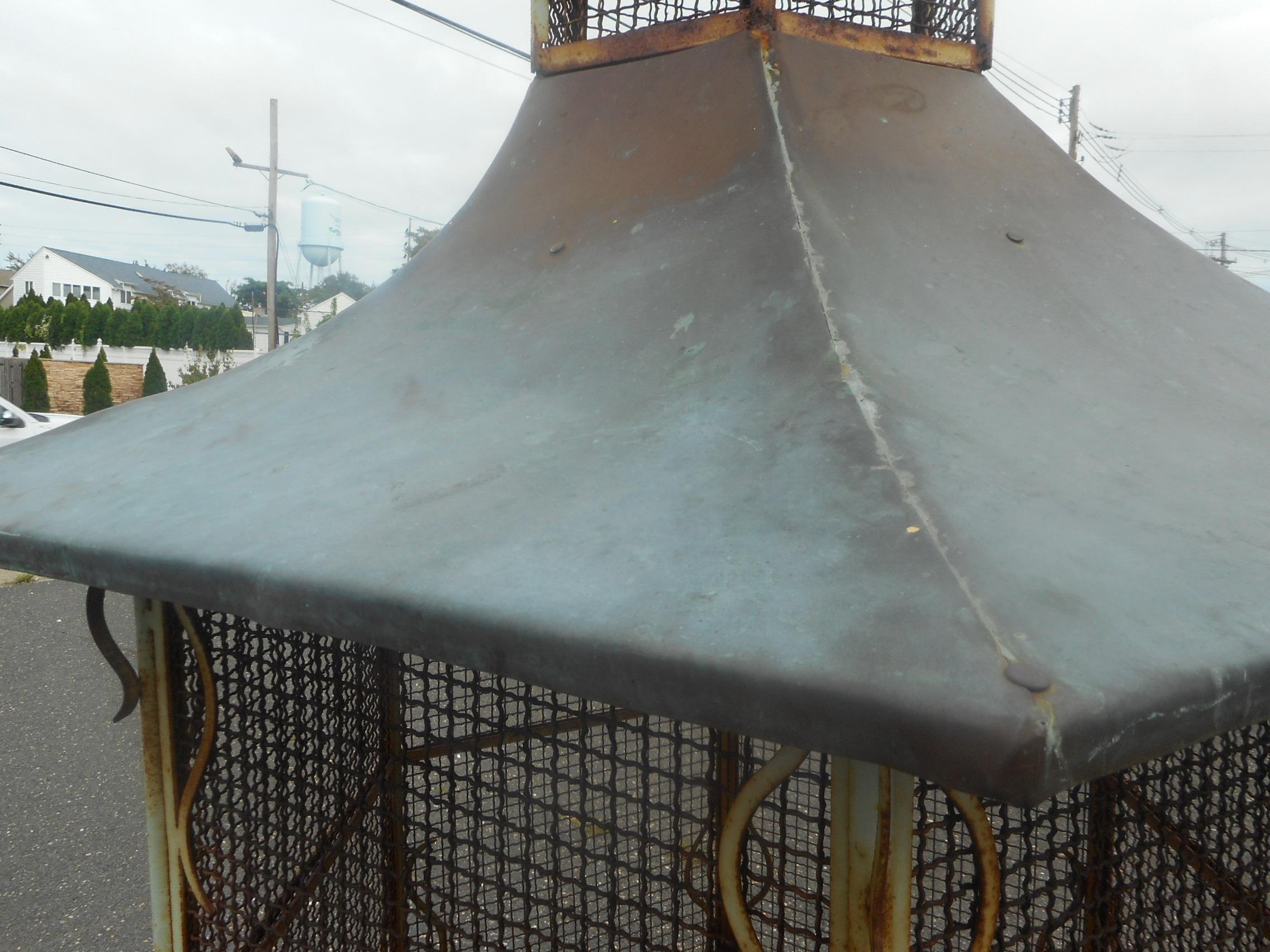 Mid-20th Century Large Vintage Cast Iron and Copper Bird Cage