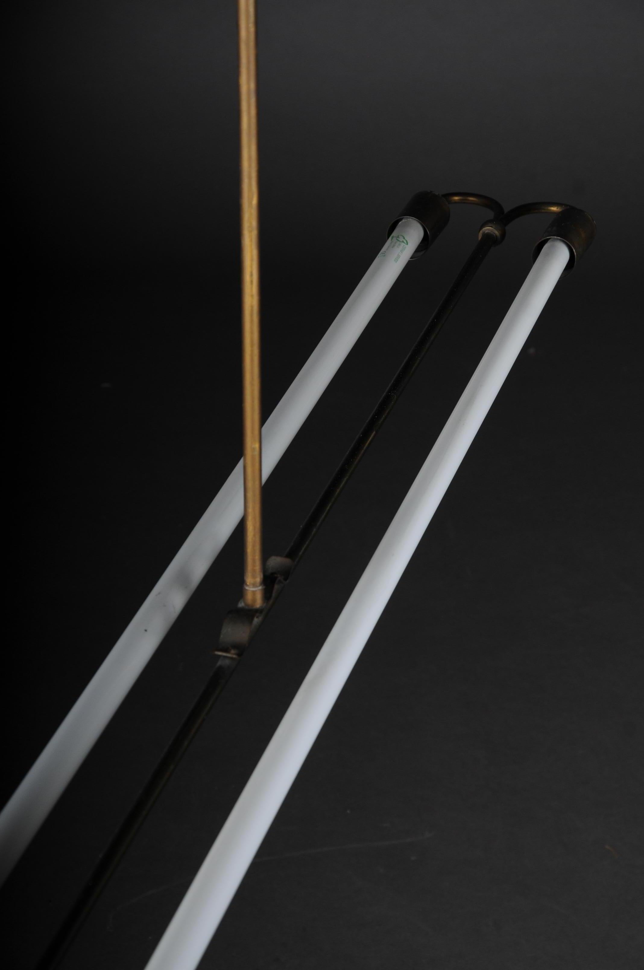 Große große Vintage-Deckenleuchte, Deckenlampe aus Messing mit Neonröhre, 1950er Jahre im Angebot 3