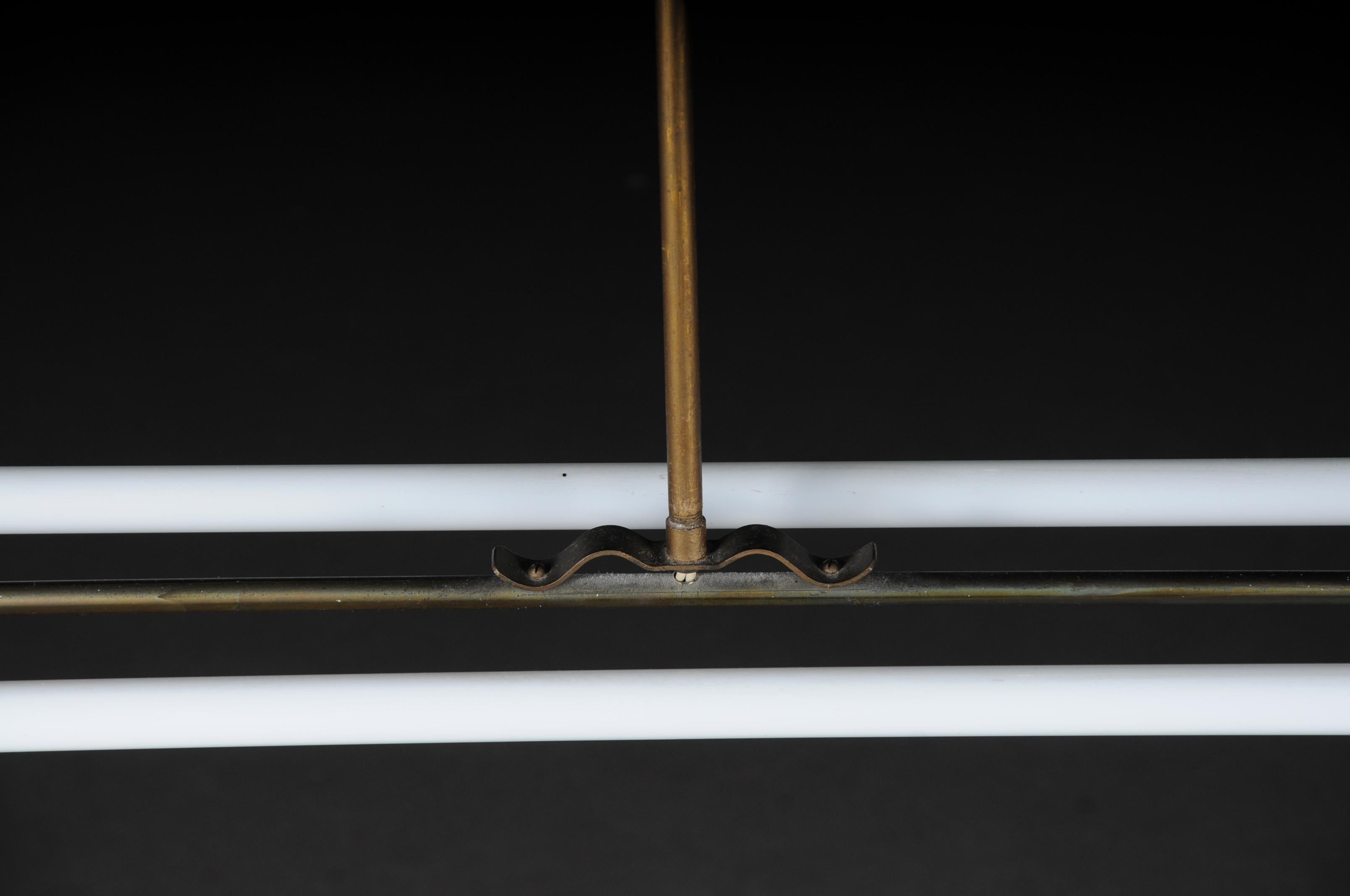 Large Vintage Ceiling Lamp, Ceiling Lamp Brass Neon Tube, 1950's In Good Condition For Sale In Berlin, DE