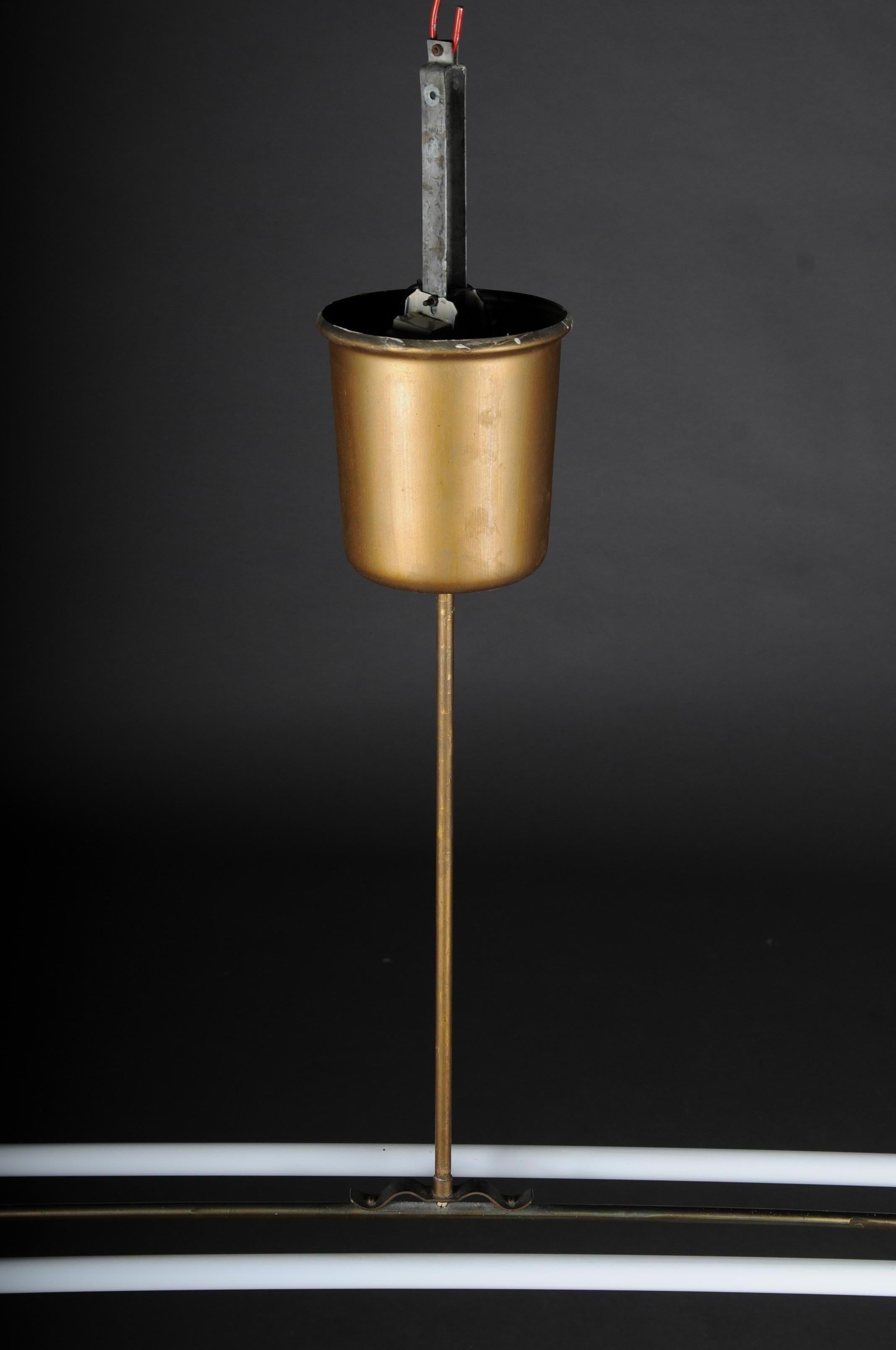 Große große Vintage-Deckenleuchte, Deckenlampe aus Messing mit Neonröhre, 1950er Jahre (Deutsch) im Angebot