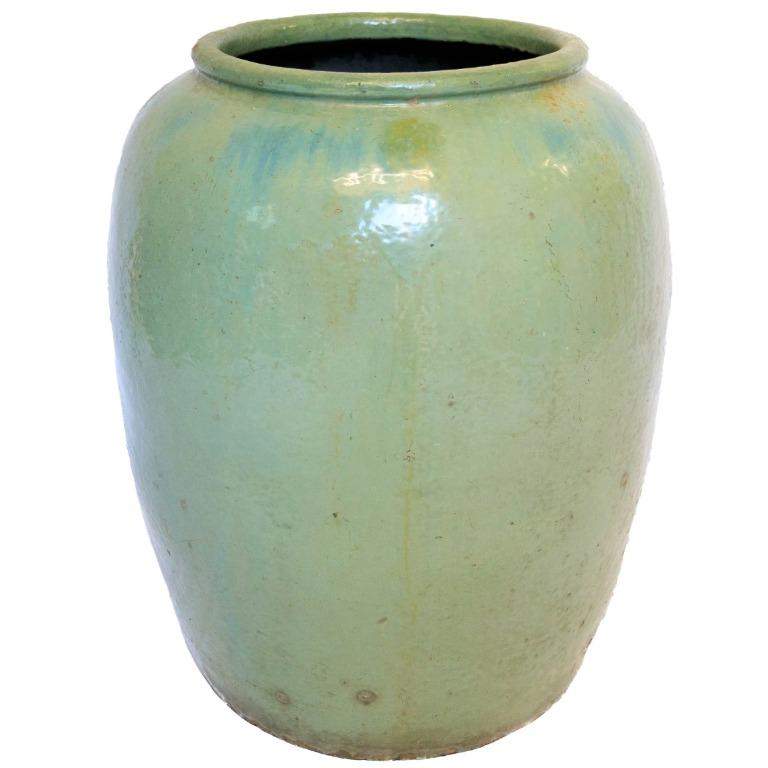Large Vintage Celadon Glazed Vietnamese Water Jar In Good Condition For Sale In Pittsburgh, PA