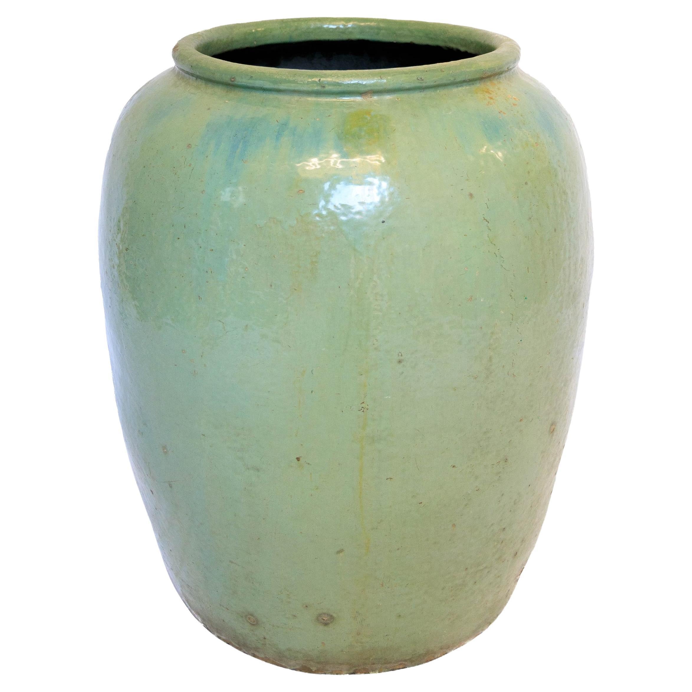 Large Vintage Celadon Glazed Vietnamese Water Jar