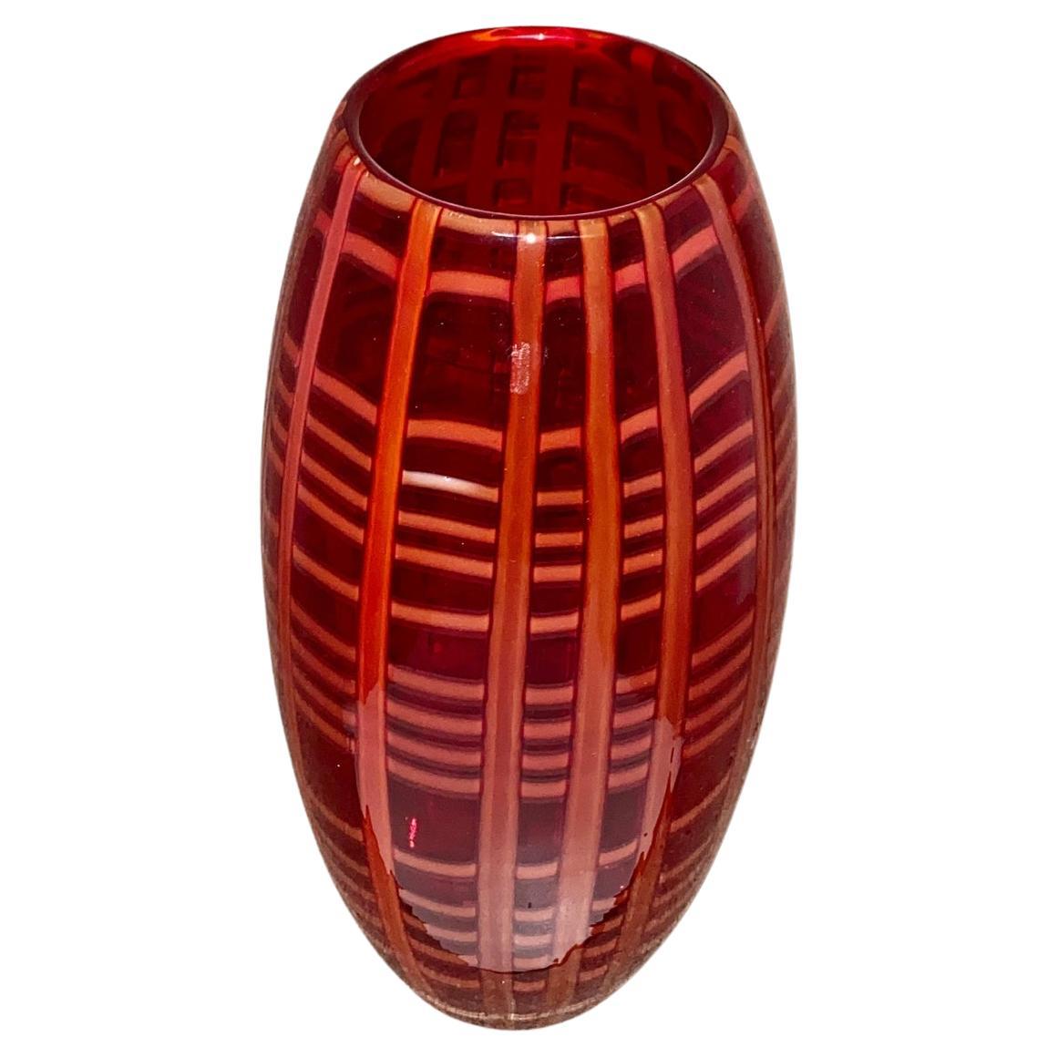 Mid-Century Modern Large Vintage Cenedese for Burberry Art Glass Vase For Sale