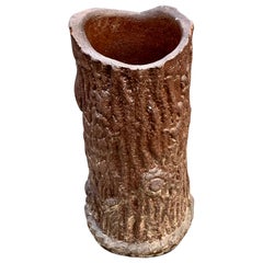 Large Vintage Ceramic Cold-Painted Faux Bois Umbrella Stand, England