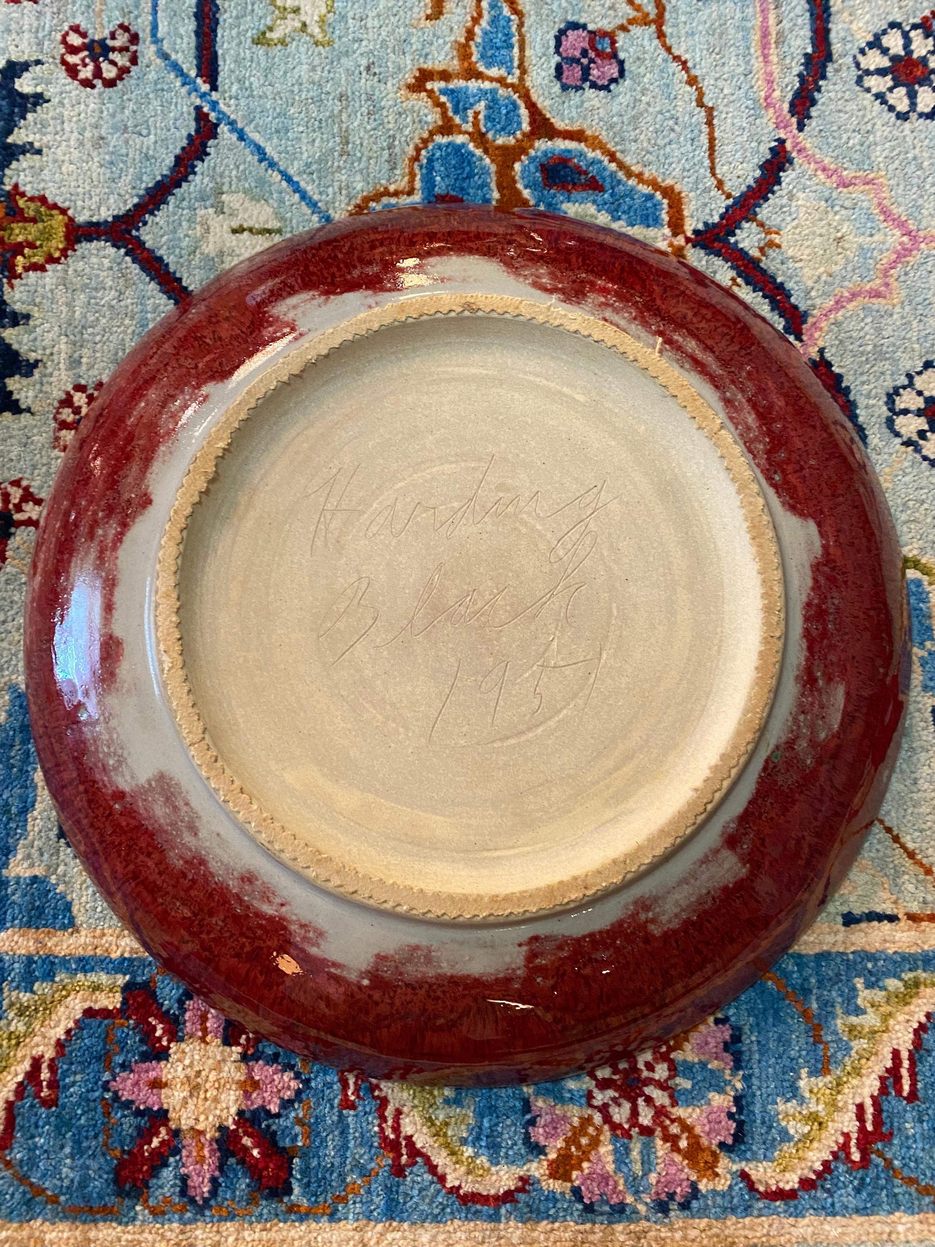 American Large Vintage Ceramic Decorative Bowl by Harding Black