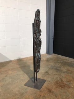 Large Vintage Ceramic Figural Hanging Sculpture on Custom Steel Stand