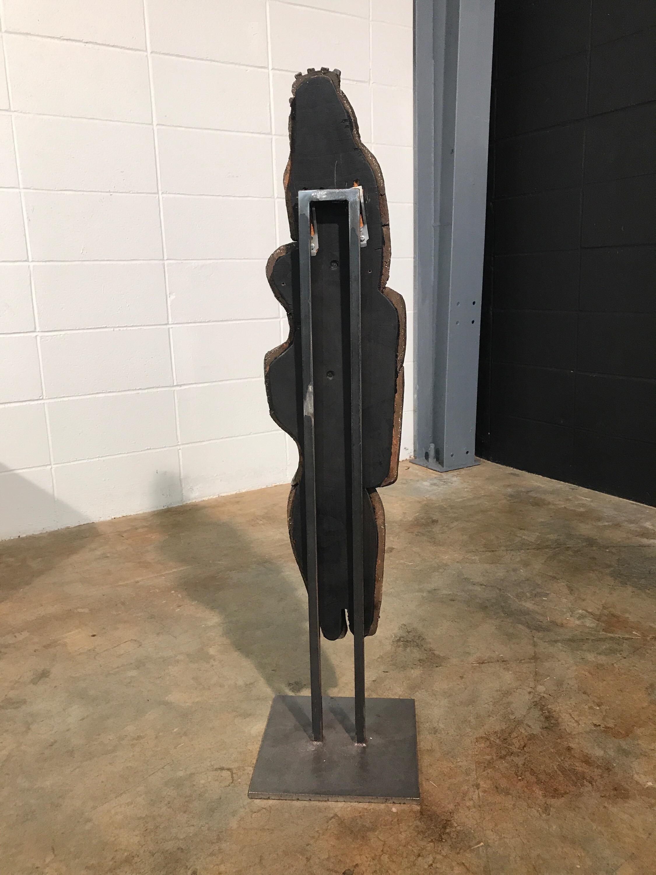 Large Vintage Ceramic Figural Hanging Sculpture on Custom Steel Stand In Good Condition For Sale In Marietta, GA