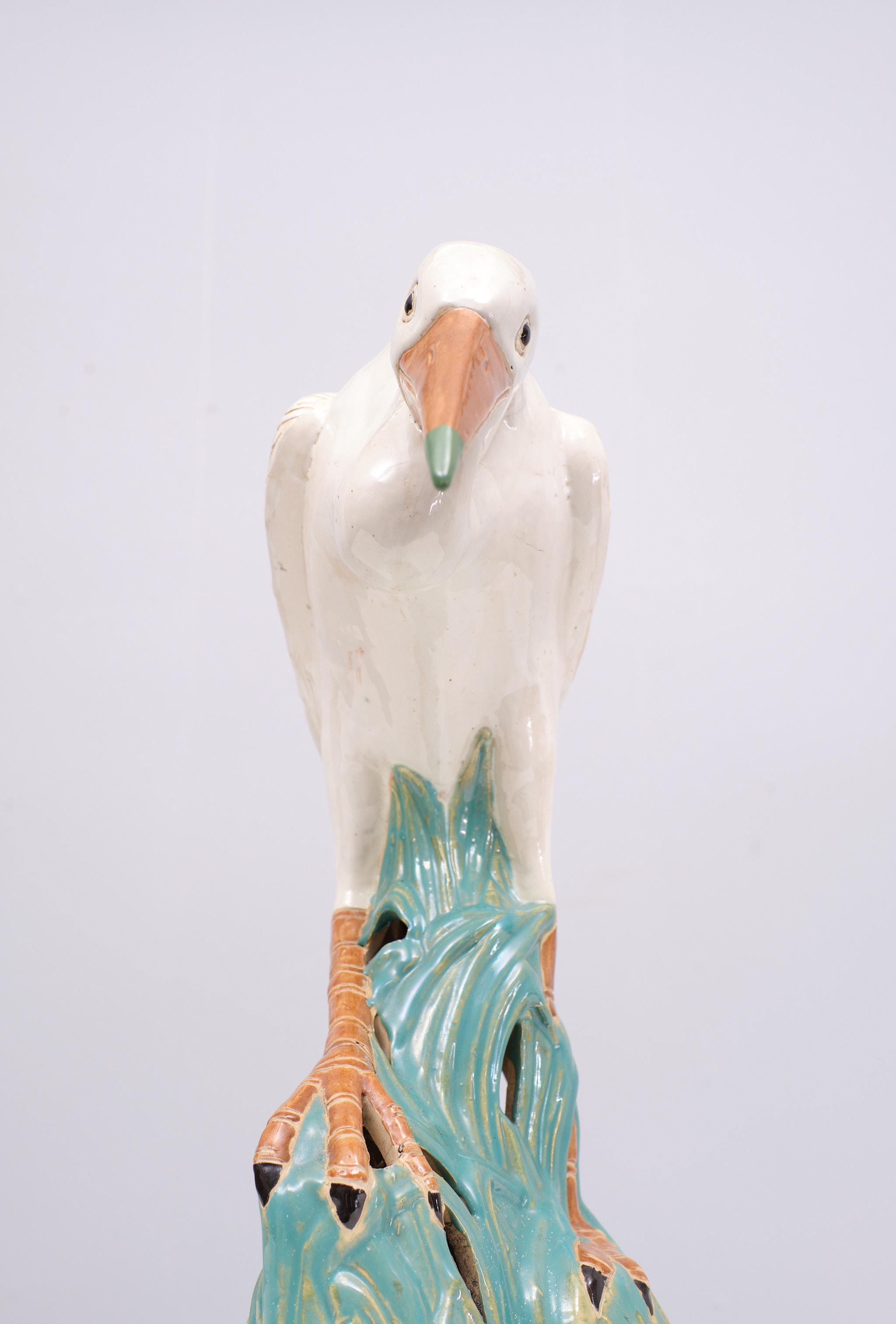 Late 20th Century Large  Vintage  Ceramic Heron Bird Sculpture  1970s 