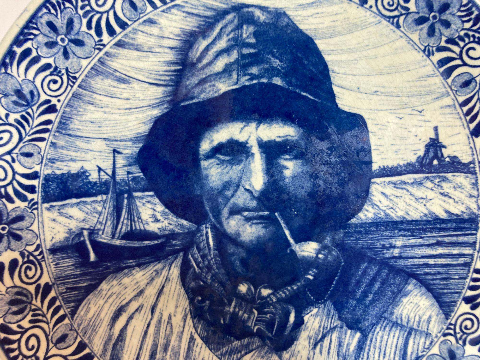 Grand chargeur hollandais bleu et blanc DELFT des années 1940 en vente 3