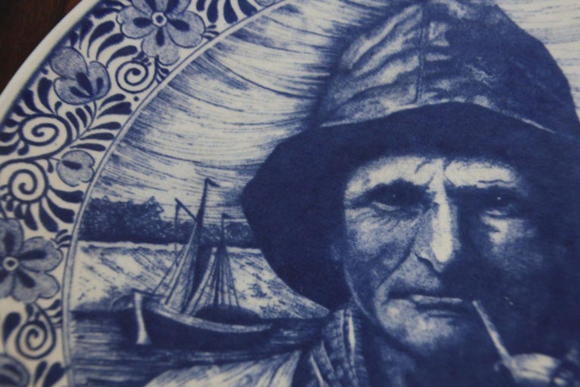 Grand chargeur hollandais bleu et blanc DELFT des années 1940 en vente 5