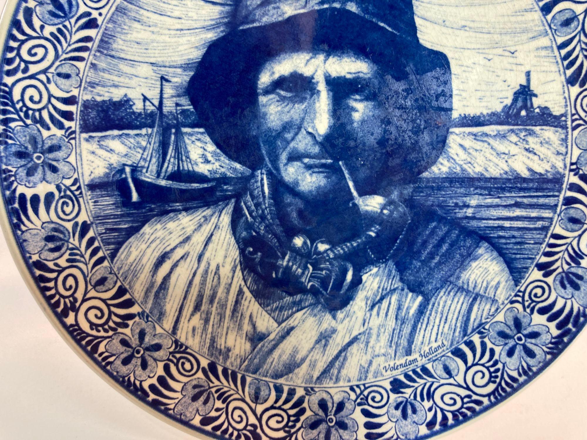 Grand chargeur hollandais bleu et blanc DELFT des années 1940 en vente 7