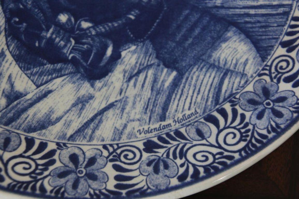 Artisanat Grand chargeur hollandais bleu et blanc DELFT des années 1940 en vente