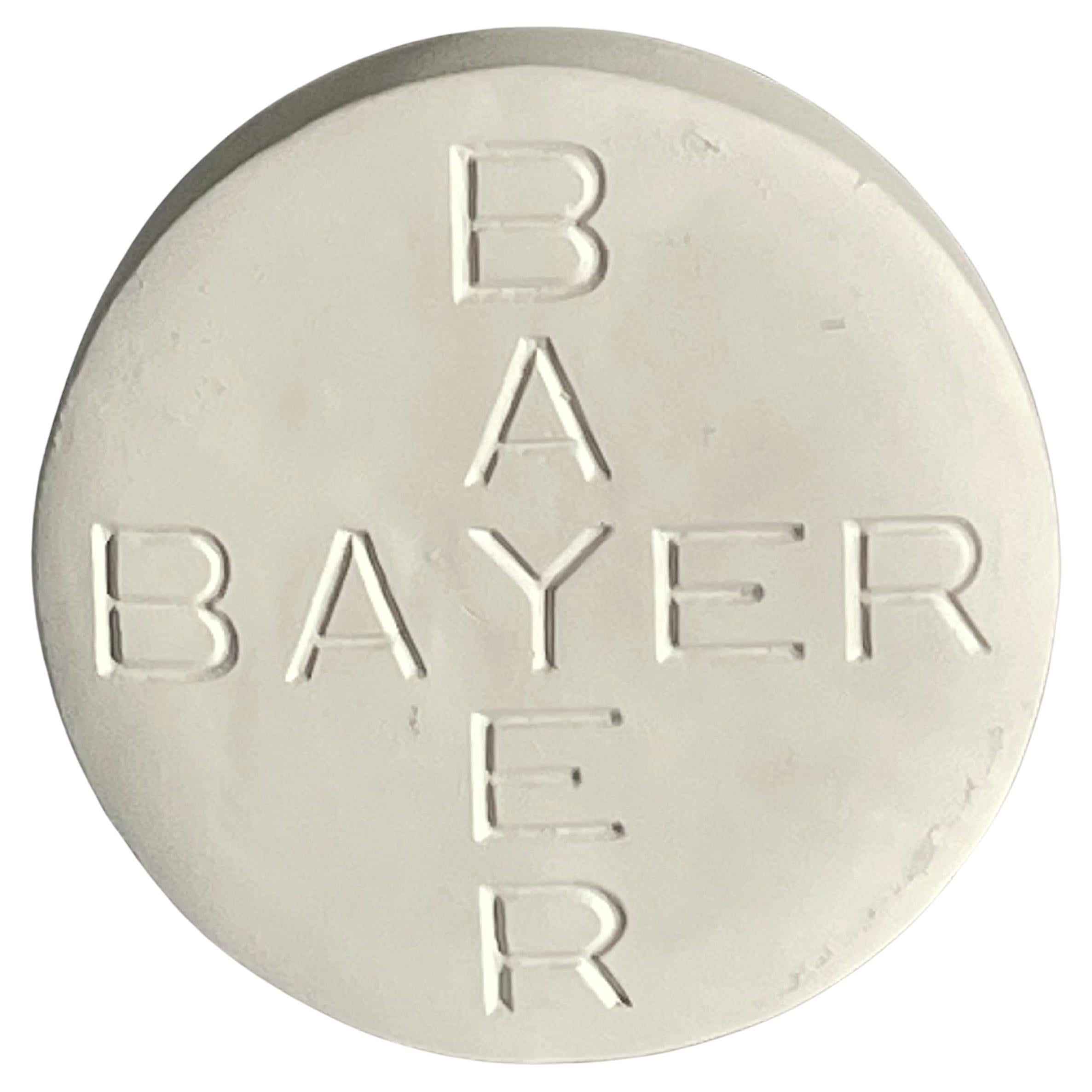 Grande fermacarte o espositore in ceramica pop art Bayer Aspirin d'epoca