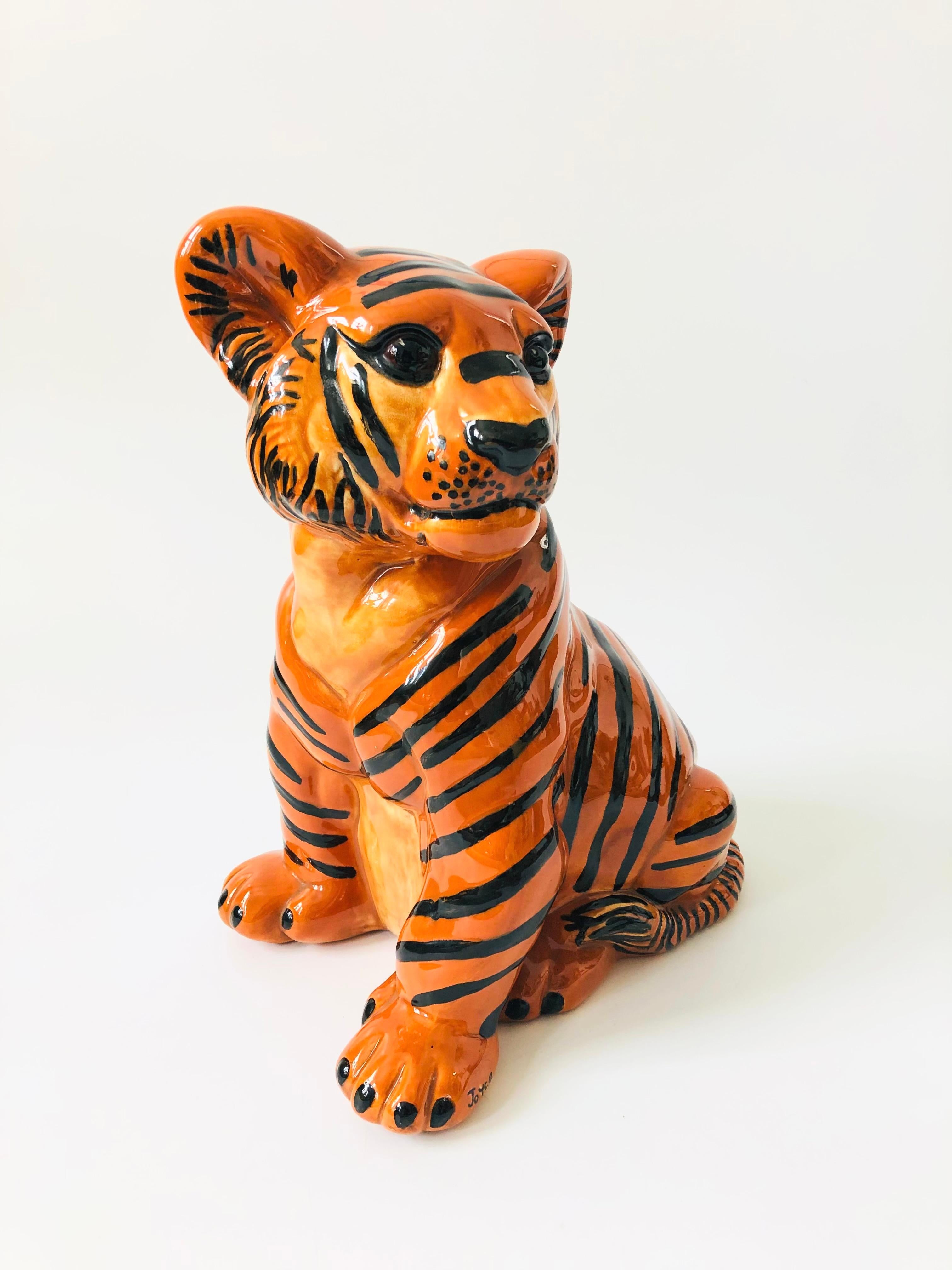 20th Century Large Vintage Ceramic Tiger Sculpture