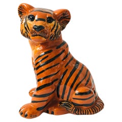 Large Vintage Ceramic Tiger Sculpture