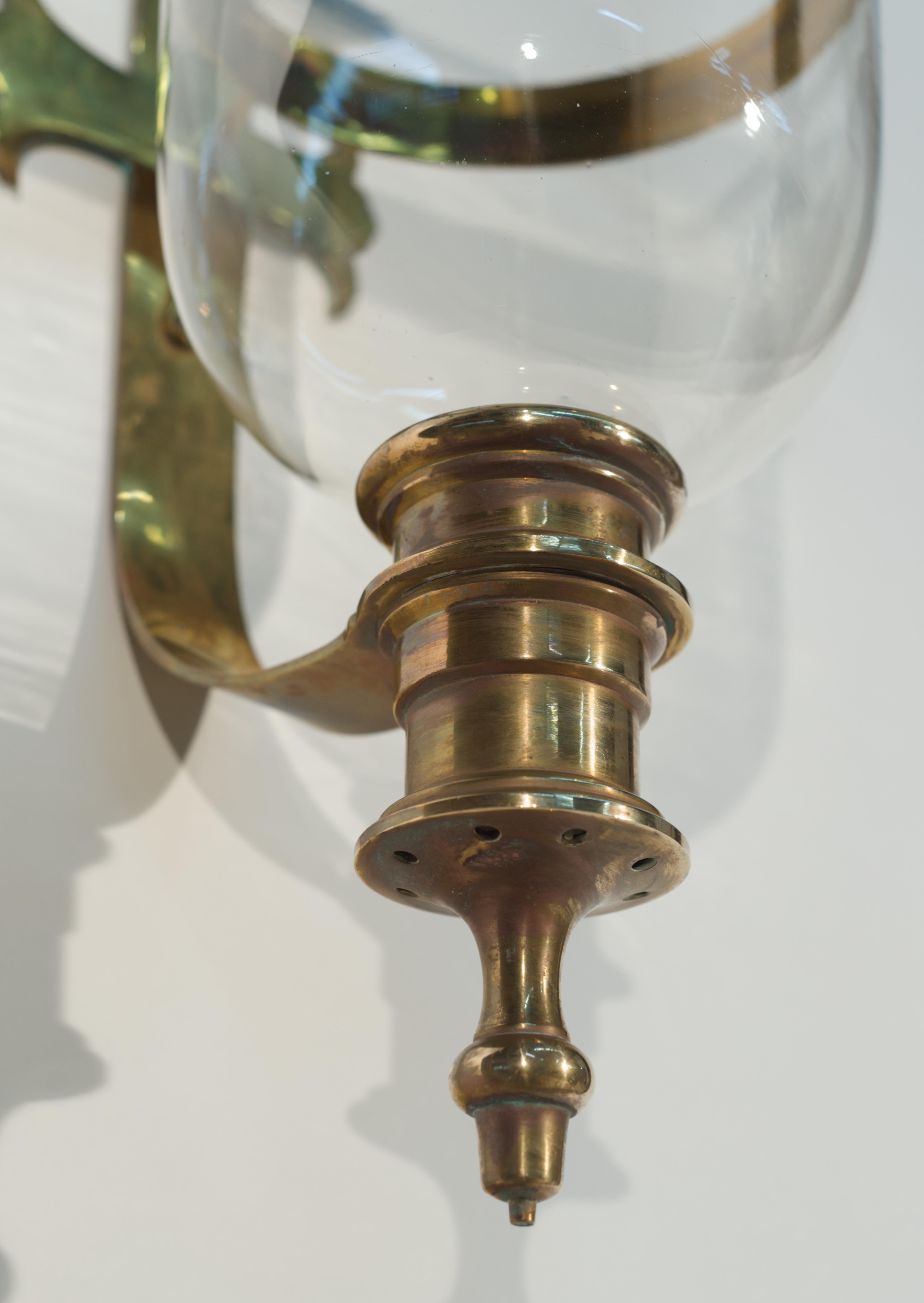 Brass Large Vintage Chapman Hurricane Lantern Sconce For Sale