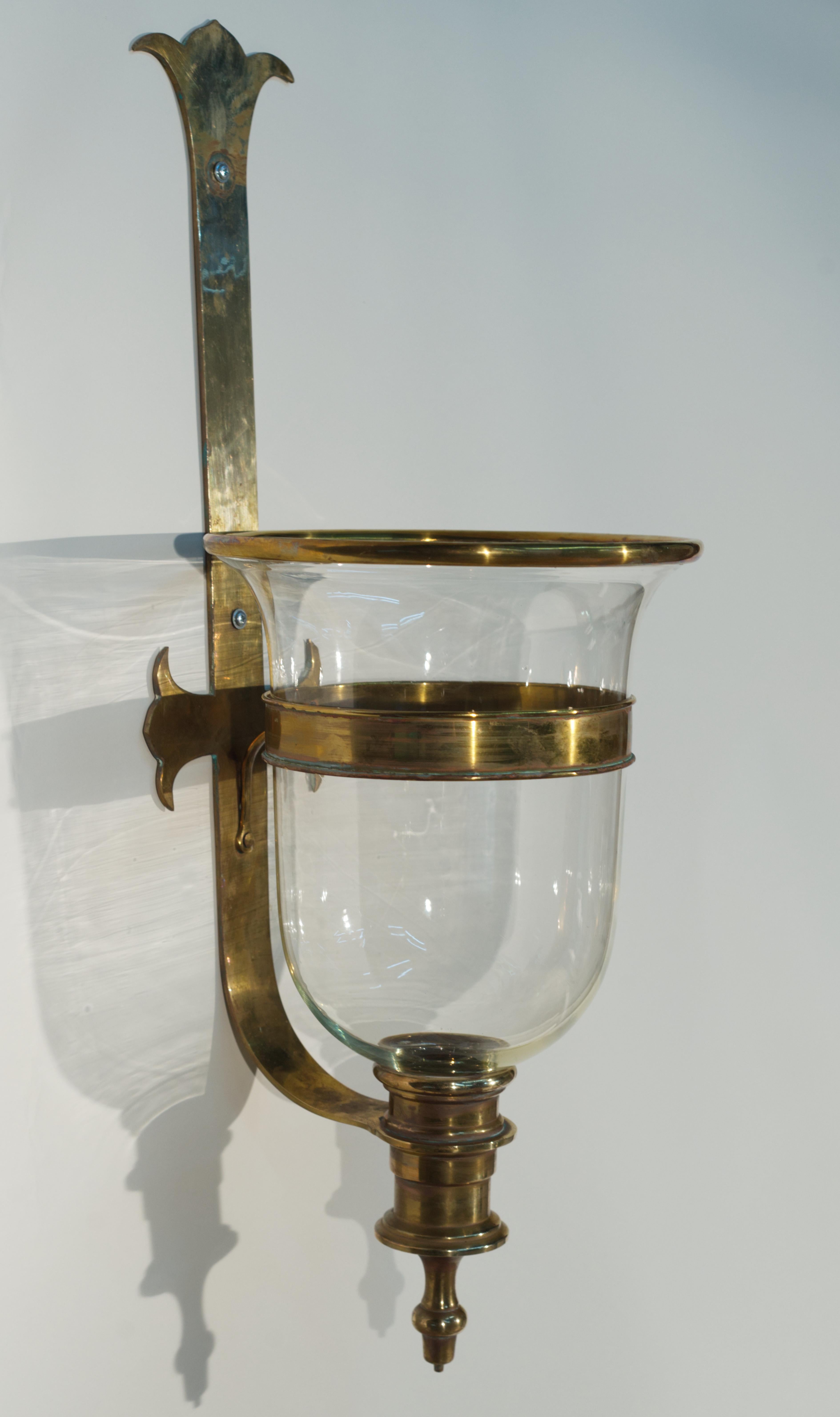 Brass Large Vintage Chapman Hurricane Lantern Sconce For Sale