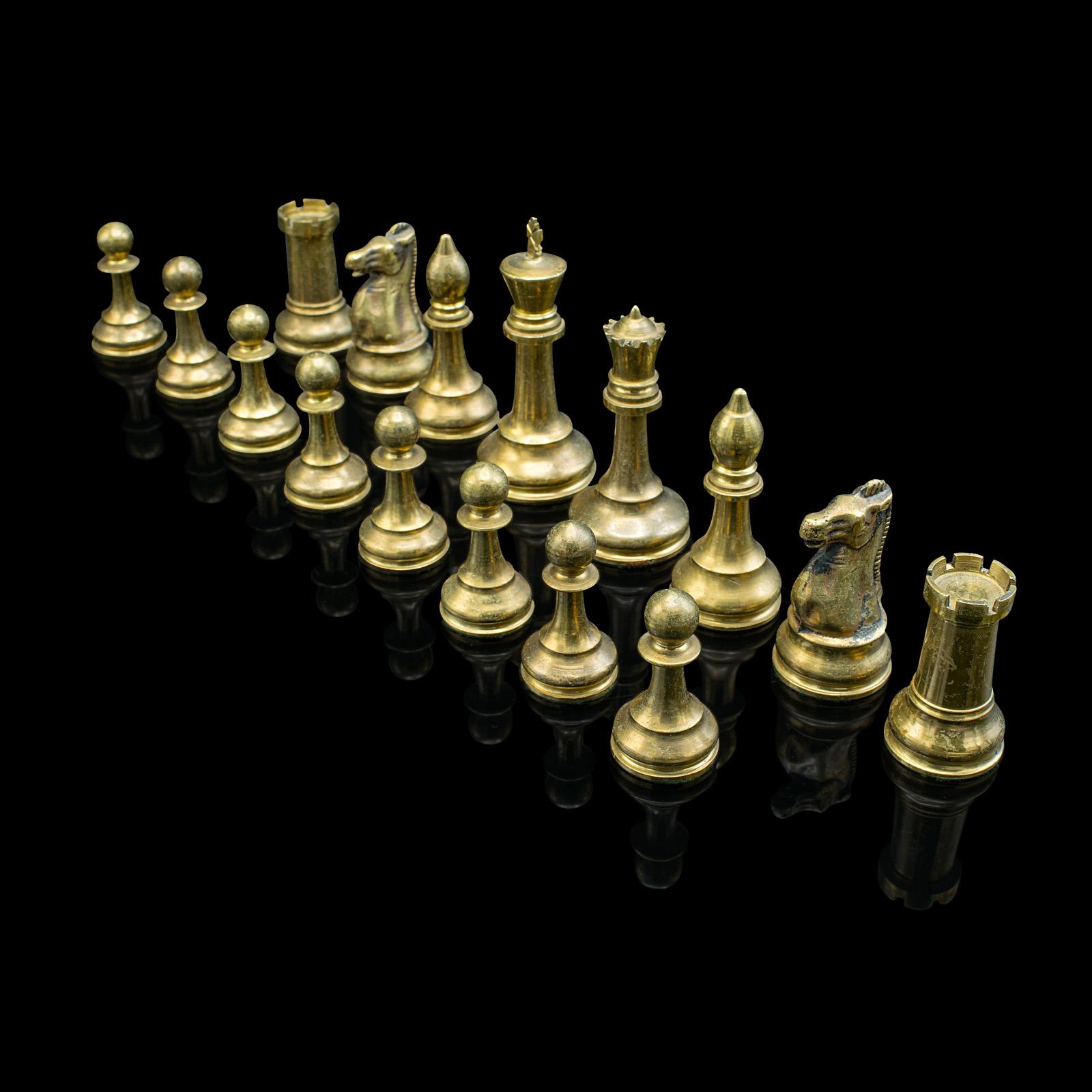 Large Vintage Chess Board, English, Brass, Copper, Gaming Set, Late 20th Century For Sale 4